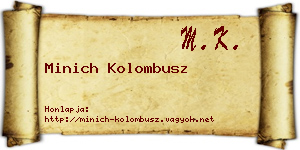 Minich Kolombusz névjegykártya